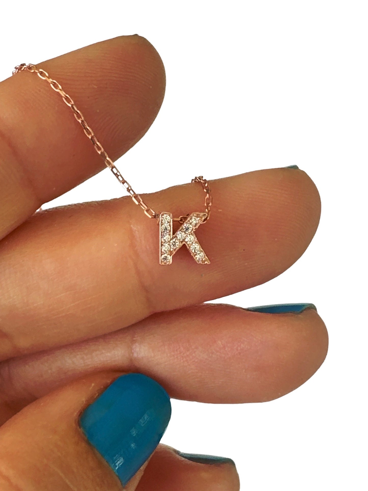 Pave Letter Necklace with CZ Diamonds, Cute Initial Necklace, Personalized Gifts, Statement Necklace, Minimal Jewelry, 925 Sterling Silver