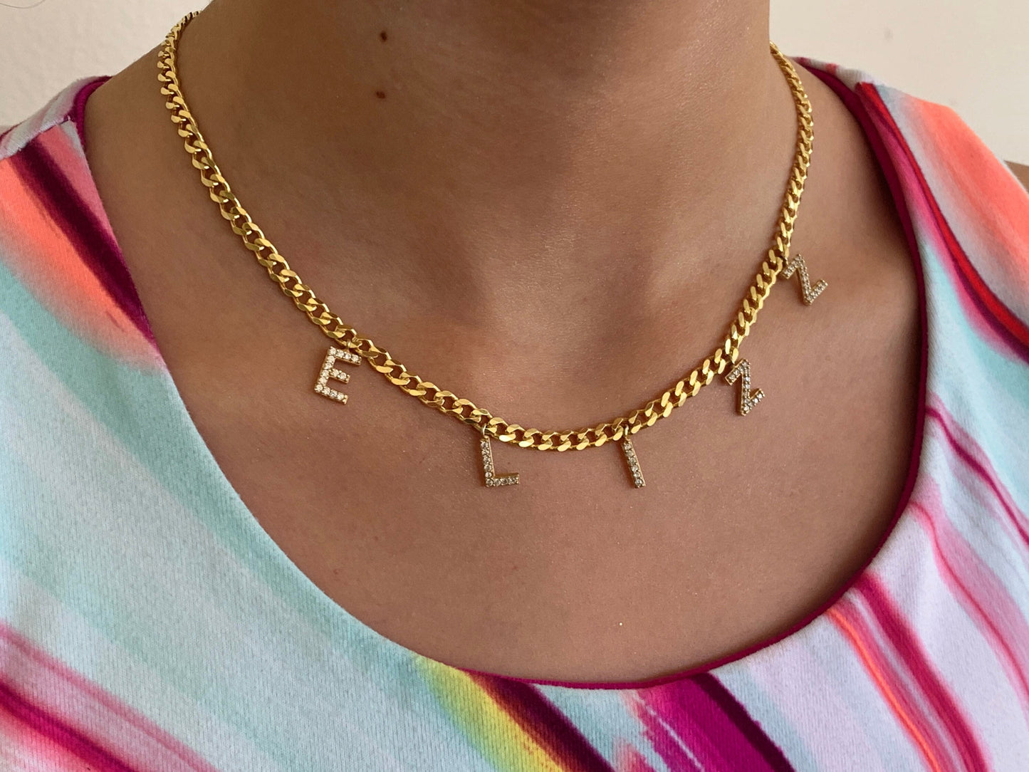 Pave Letter Necklace , Pave Name Necklace, CZ Letter Necklace, Custom Name Necklace, Personalized Letter Necklace, Pave Initial Necklace