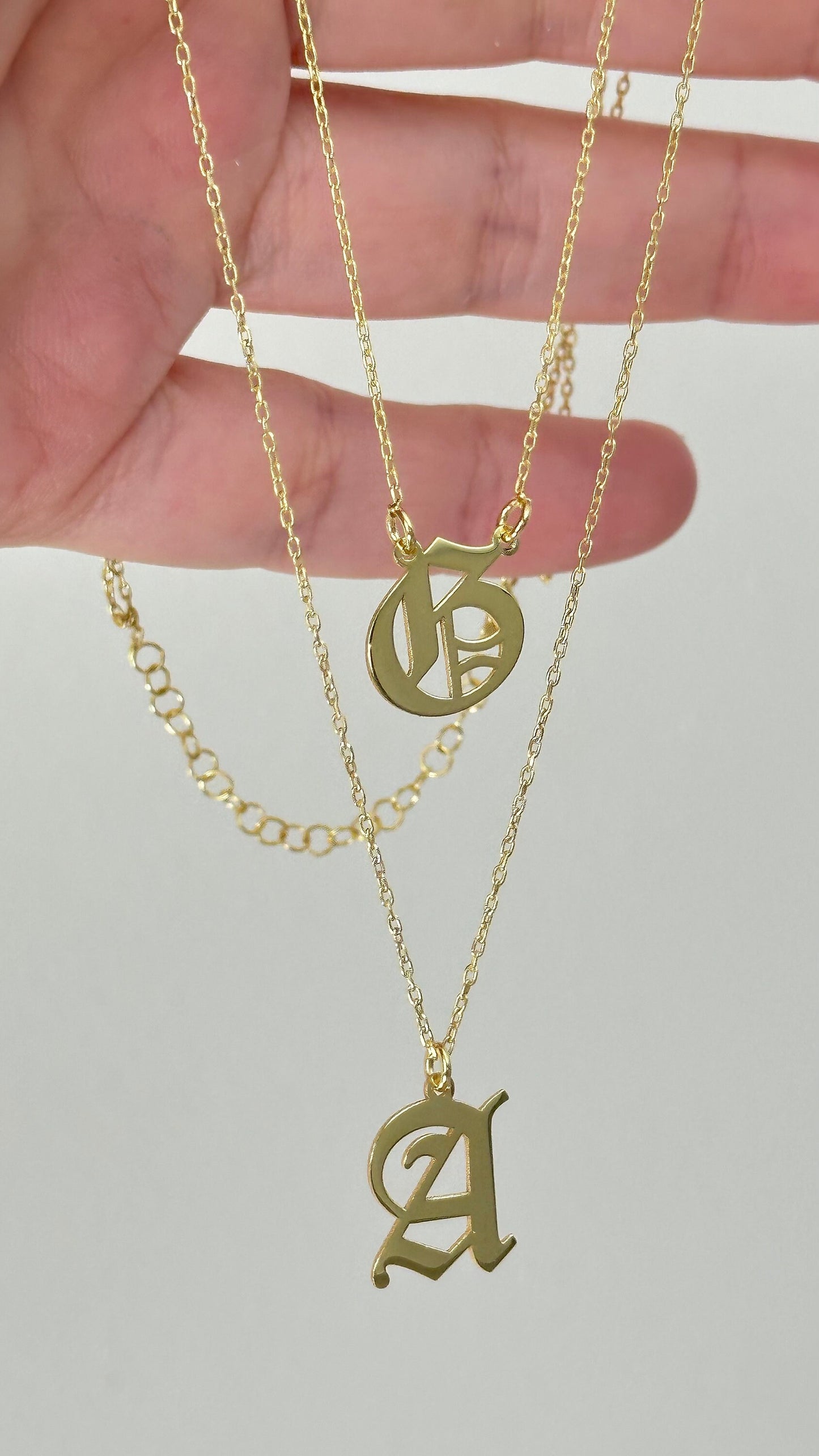 Double Layer Initial Necklace, Personalized Layered Necklace, Two initial necklace, Two strands necklace, Personalized Gift,  Double Chain
