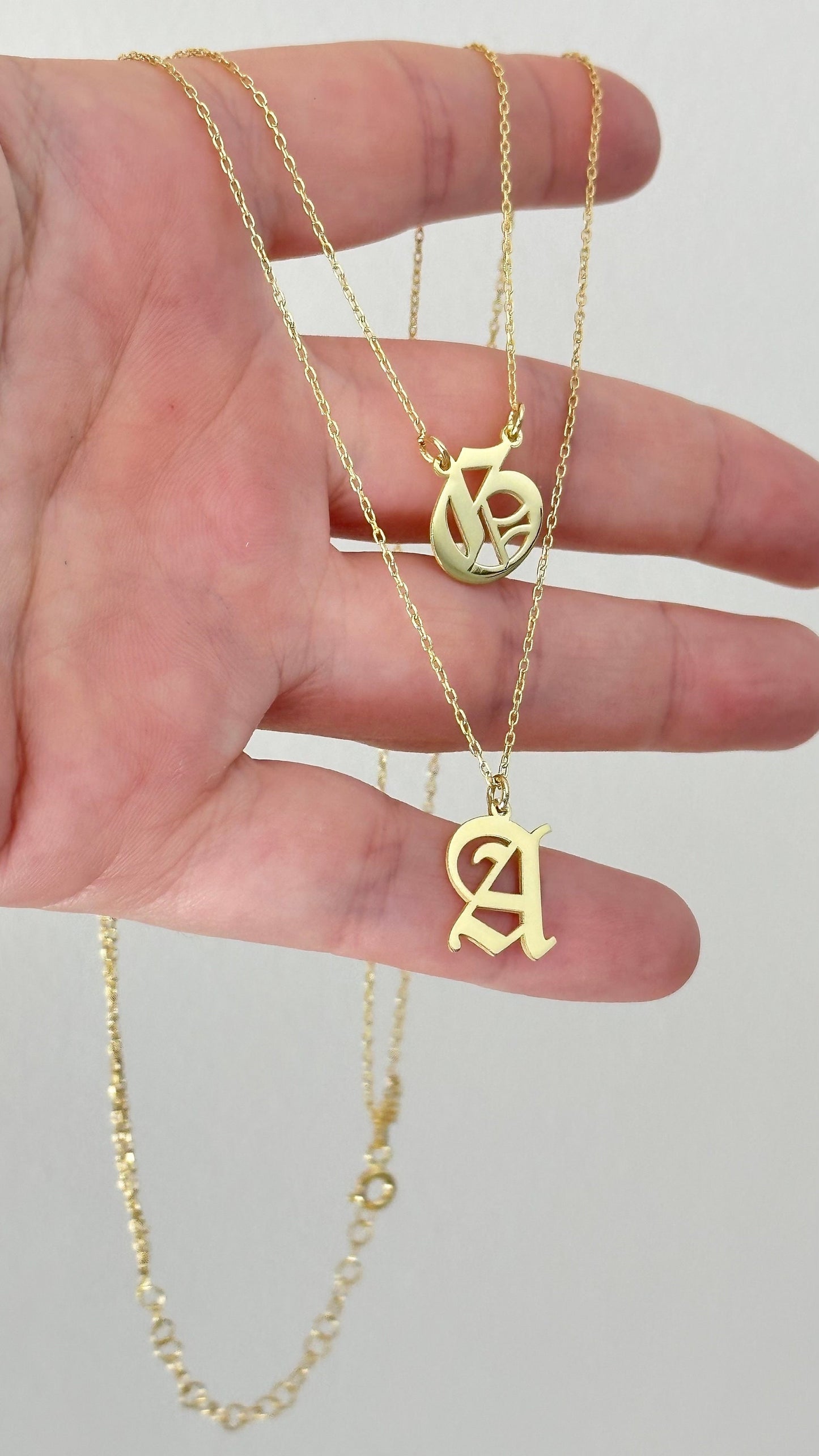 Double Layer Initial Necklace, Personalized Layered Necklace, Two initial necklace, Two strands necklace, Personalized Gift,  Double Chain