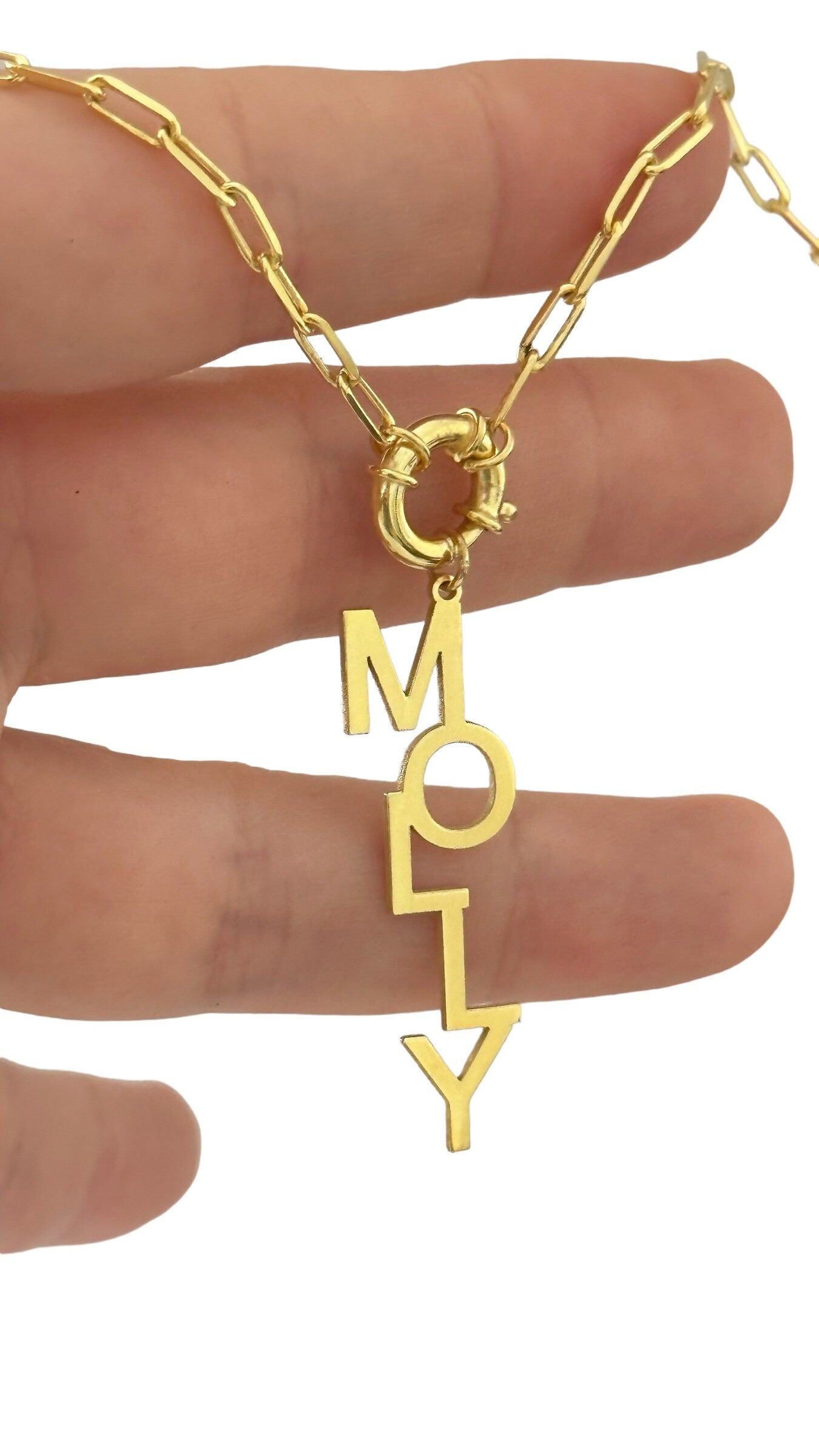 Vertical Name Necklace Gold, Drop Name Necklace, Vertical Name Pendant, Long Y Necklace, Lariat Necklace, Personalized Gifts, Custom Jewelry