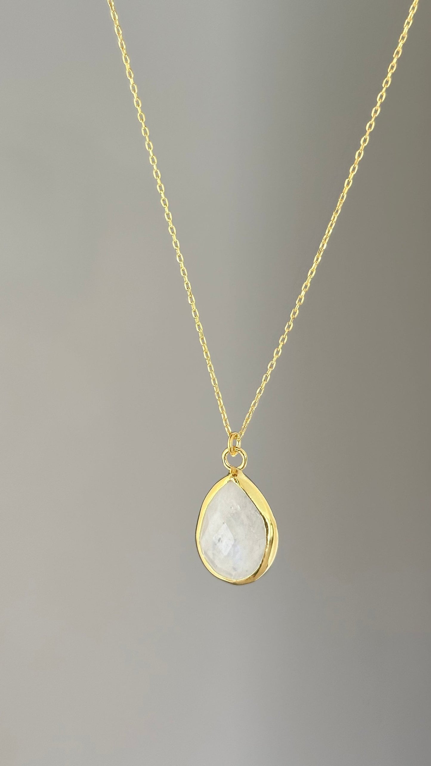 Moon Stone Pendant Necklace, Crystal Healing Necklace, Opalite Moonstone, Yoga Gifts, Healing Jewelry, Rose Gold Necklace, 925 Silver