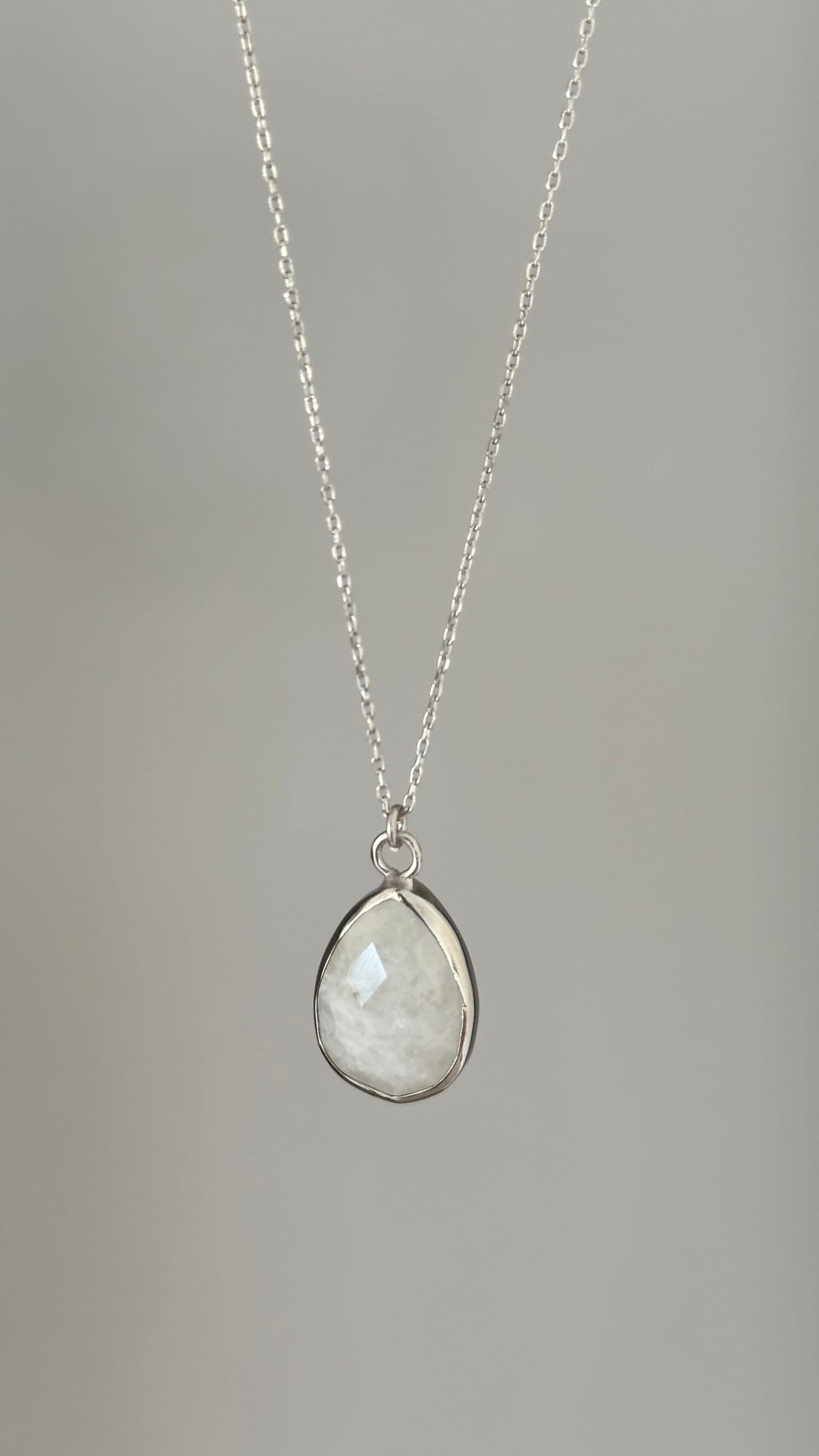Moon Stone Pendant Necklace, Crystal Healing Necklace, Opalite Moonstone, Yoga Gifts, Healing Jewelry, Rose Gold Necklace, 925 Silver
