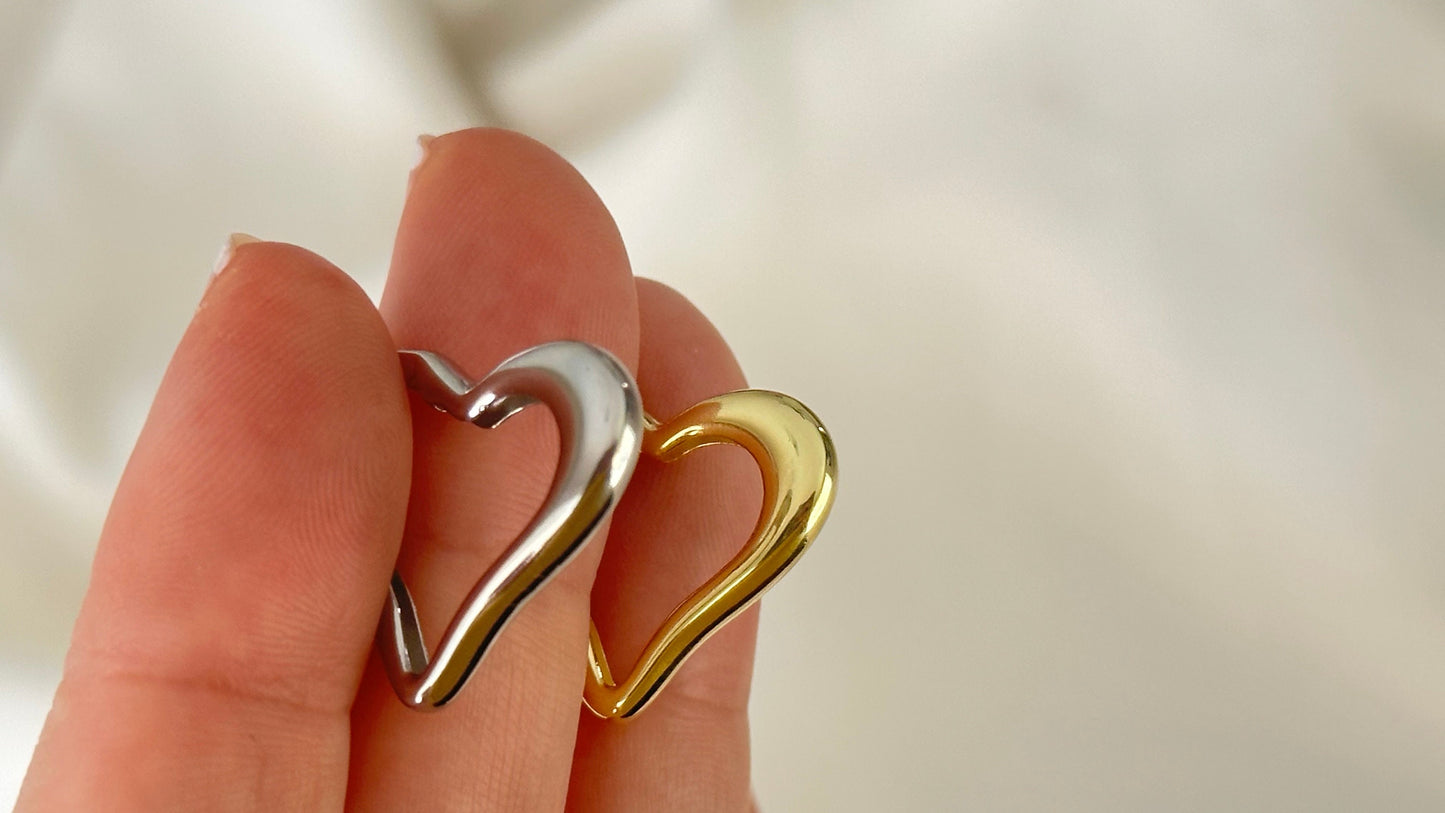 Heart Hoop Earrings, Heart Shaped Earrings, Gold Heart Hoops, Minimal Hoop Earrings, Unique Huggie Hoop Earring, Heart Jewelry Gift For Her